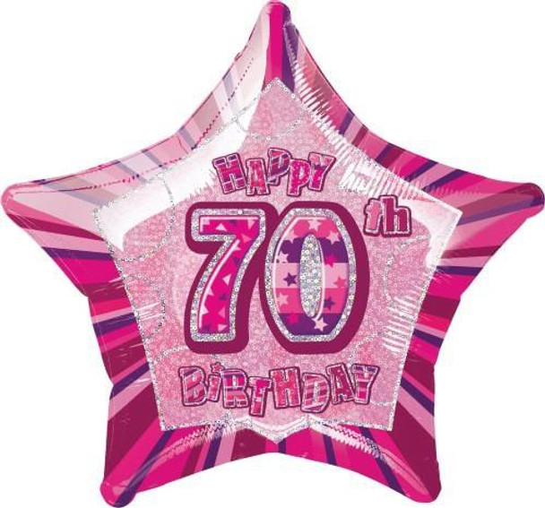 Balloon Foil 18" Pink Prismatic Star 70 (Uninflated)