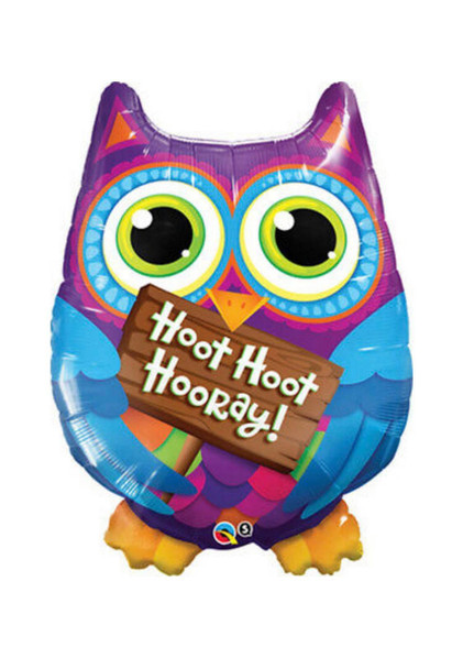 Balloon Foil Supershape Owl Hoot Hoot Hooray! (Uninflated)