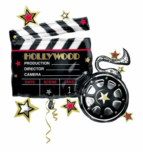 Balloon Foil Supershape Hollywood Clapperboard and Film (Uninflated)