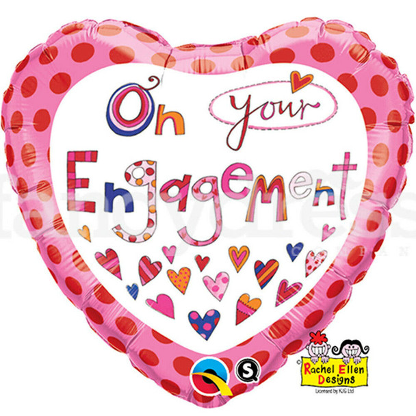 Balloon Foil 18" On Your Engagement Heart Drawn (Uninflated)