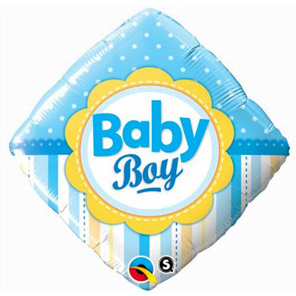 Balloon Foil 18" Baby Boy Diamond (Uninflated)