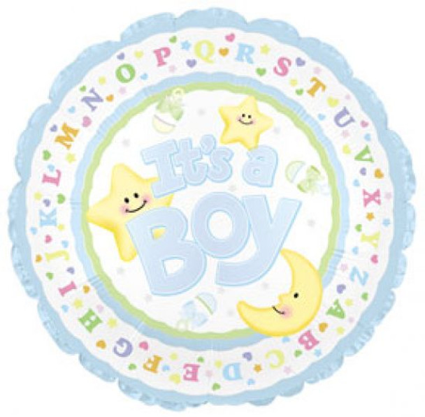 Balloon Foil 18" It's a Boy ABCs w/ Moons and Stars (Uninflated)