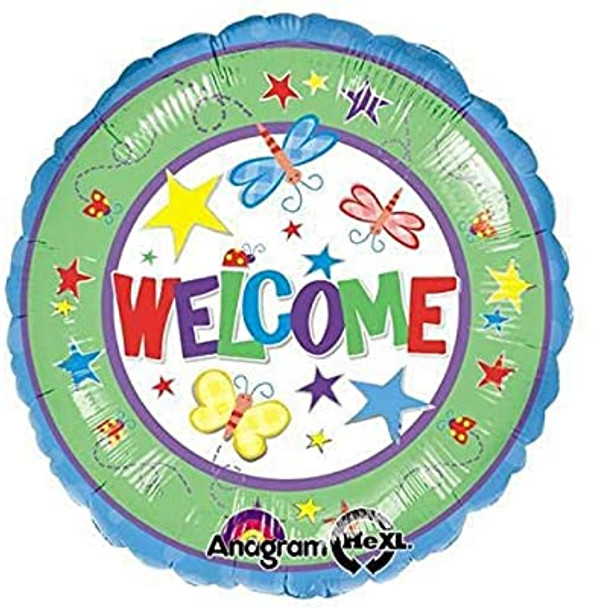 Balloon Foil 18" Welcome w/ Stars and Butterflies (Uninflated)