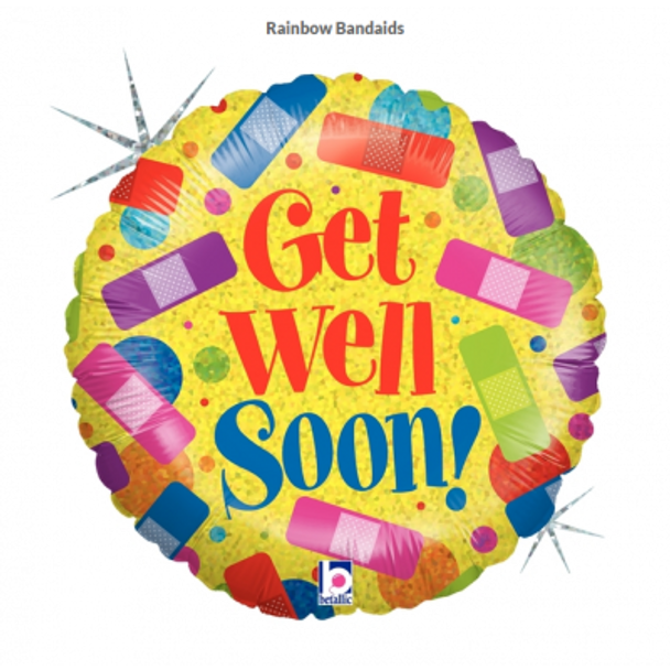 Balloon Foil 18" Get Well Soon! Bandaids (Uninflated)