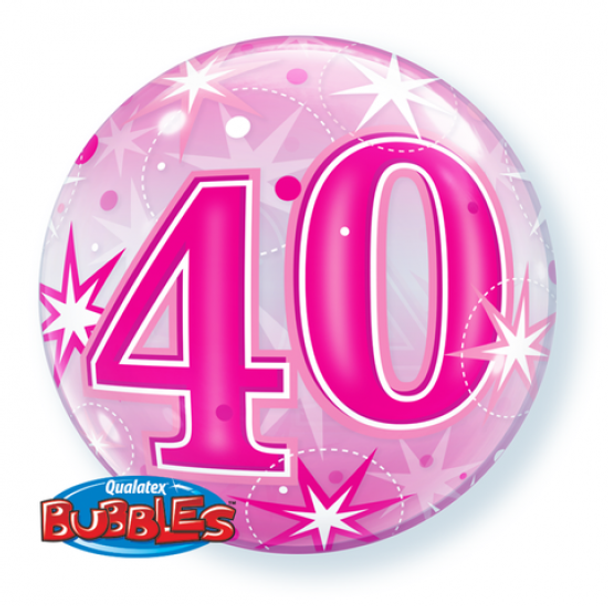 Balloon Bubble Pink 40 w/ Stars (Uninflated)