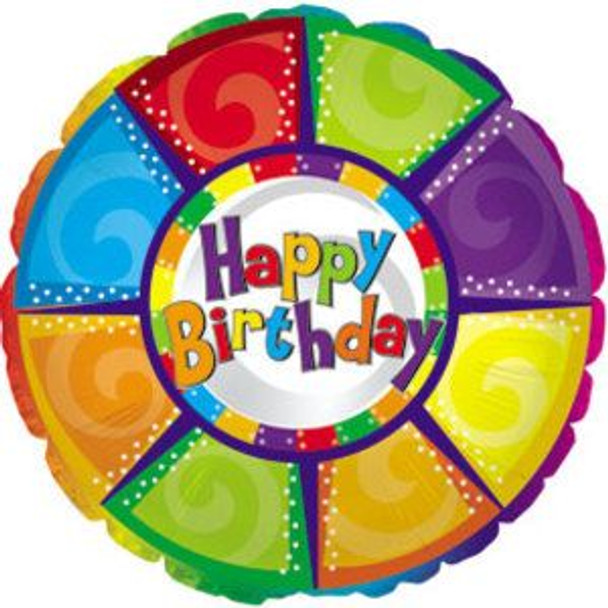 Balloon Foil 18" Happy Birthday Colourful (Uninflated)