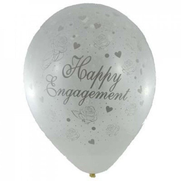 Balloon Clear Happy Engagement Roses and Hearts 11" Pack of 10