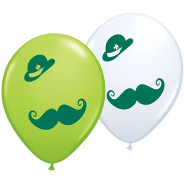 Balloon Derby & Moustache St Patricks Day 11" Pack of 10