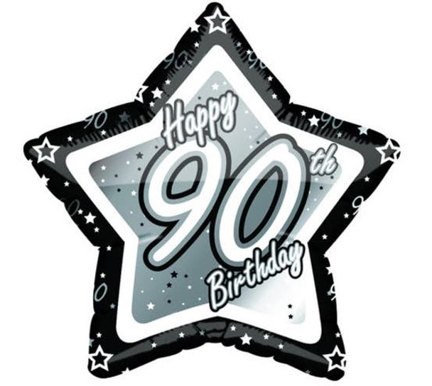 Balloon Foil 18" Happy 90th Birthday Star (Uninflated)