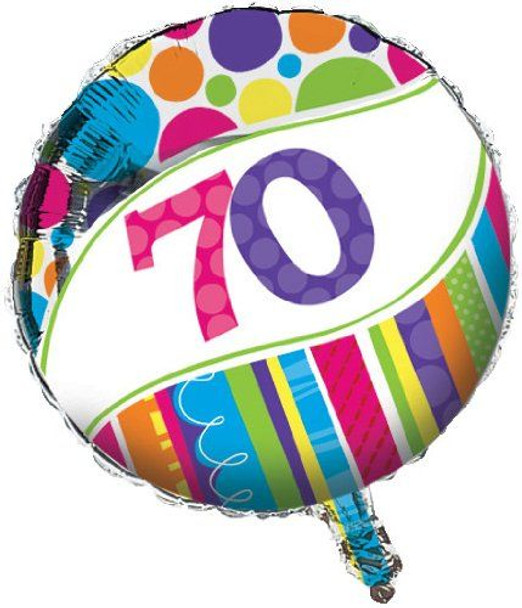 Balloon Foil 18" 70 Colourful Spots & Stripes (Uninflated)