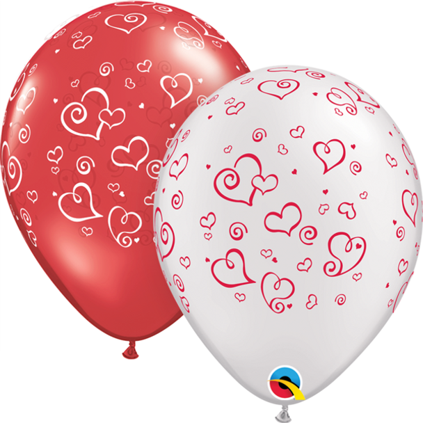 Balloon Swirl Hearts 11" Pack of 10 (Uninflated)