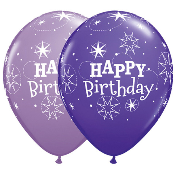 Balloon Happy Birthday Sparkle Lilac & Purple 11" Pack of 10