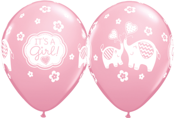 Balloon It's a Girl Elephant 11" Pack of 25