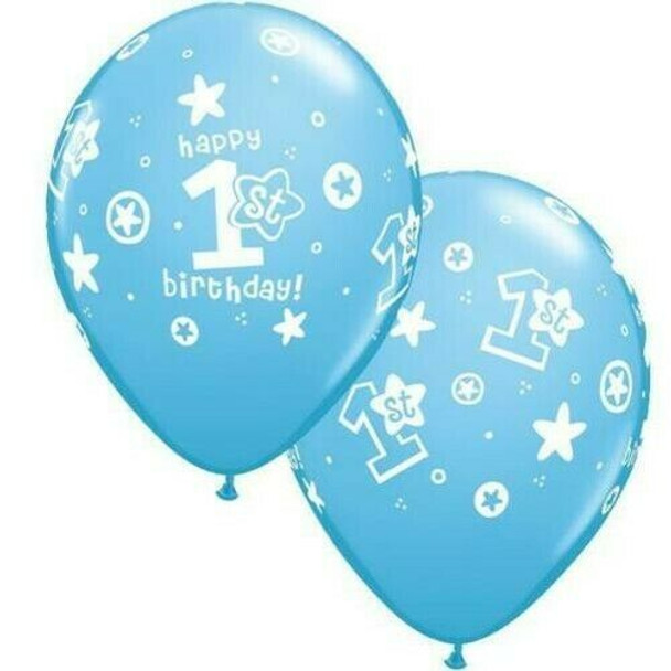 Balloon Happy 1st Birthday Stars 11" Pack of 10 (Uninflated)