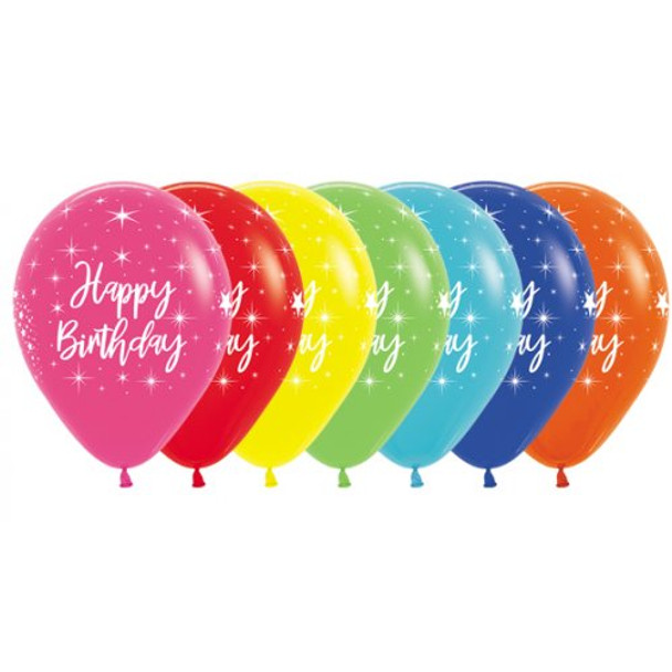 Balloon Happy Birthday Radiant Colourful 11" Pack of 10 (Uninflated)