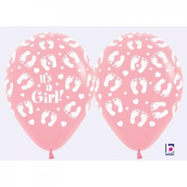 Balloon It's a Girl Baby Footprints 11" Pack of 10