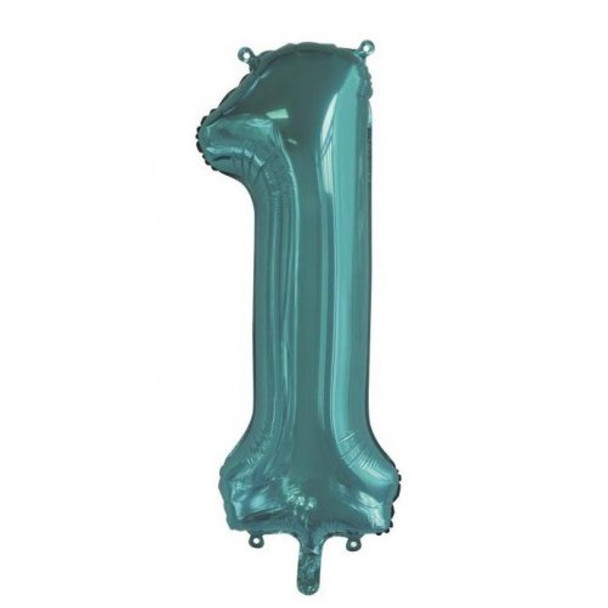 Balloon 34" (86cm) Number 1 Teal (Uninflated)