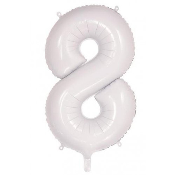 Balloon 34" (86cm) Number 8 White (Uninflated)