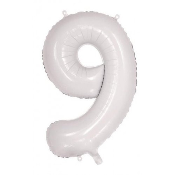 Balloon 34" (86cm) Number 9 White (Uninflated)