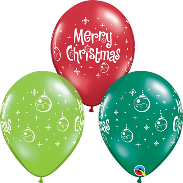 Balloon Merry Christmas Bauble Ornaments 11" Pack of 10 (Uninflated)