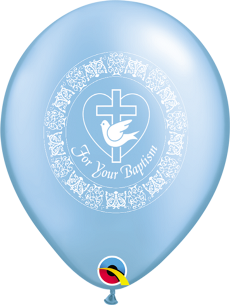 Balloon Pearl Blue For Your Baptism Dove 11" Pack of 10