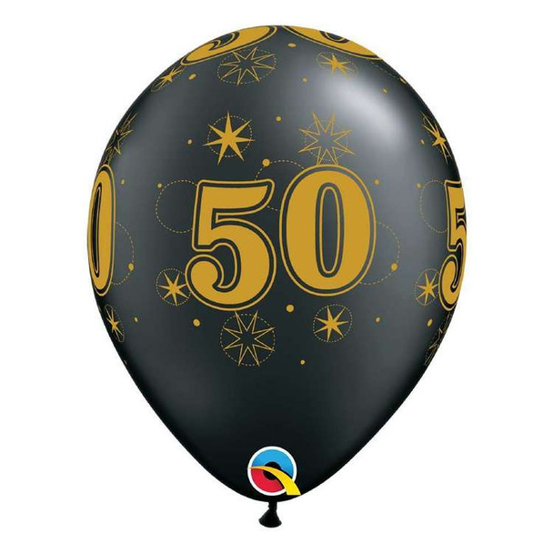 Balloon 50 Sparkles-a-Round Black 11" Pack of 10 (Uninflated)
