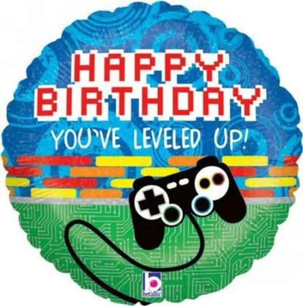 Balloon Foil 18" Happy Birthday You've Leveled Up! (Uninflated)