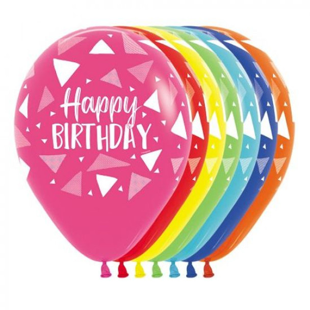 Balloon Happy Birthday Triangle Latex 11" Pack of 25 (Uninflated)