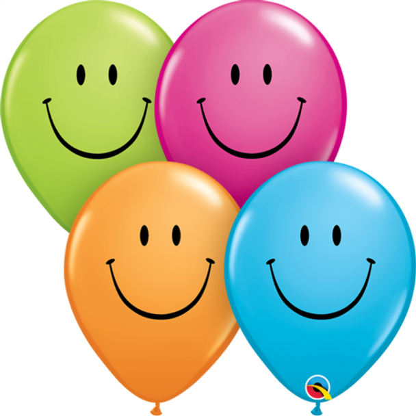 Balloon Bright Smileys Latex 11" Pack of 10 (Uninflated)