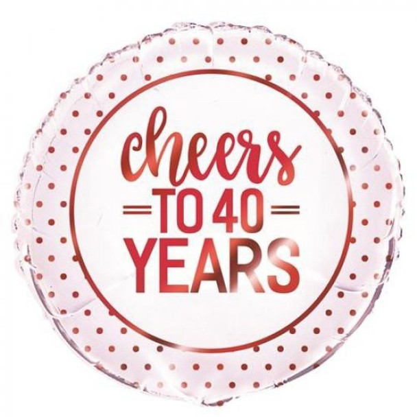 Balloon Foil 18" Cheers to 40 Years (Uninflated)