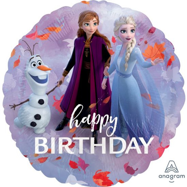 Balloon Foil 18" Frozen Elsa and Anna Happy Birthday (Uninflated)