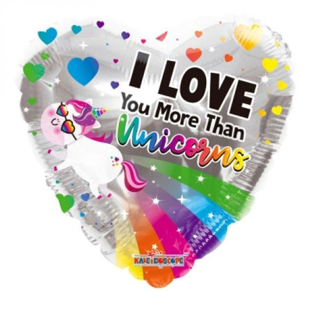 Balloon Foil 18" I Love You More Than Unicorns (Uninflated)