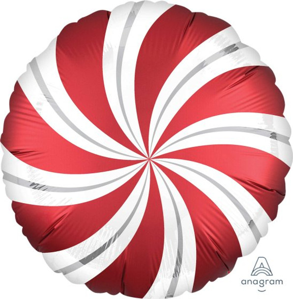 Balloon Foil 18" Candy Cane Red Swirl (Uninflated)