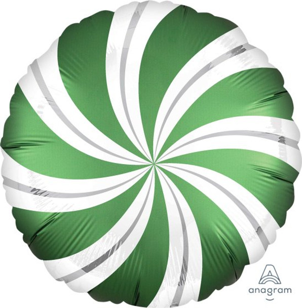 Balloon Foil 18" Candy Cane Green Swirl (Uninflated)