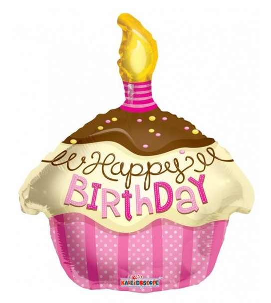 Balloon Foil 18" Happy Birthday Cupcake (Uninflated)