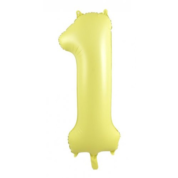 Balloon 34" (86cm) Number 1 Matte Yellow (Uninflated)