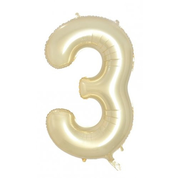 Balloon 34" (86cm) Number 3 Luxe Gold (Uninflated)