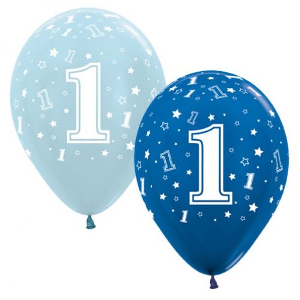 Balloon #1 Metallic Blues 11" Pack of 25 (Uninflated)