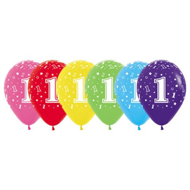 Balloon #1 Assorted Colours 11" Pack of 25 (Uninflated)