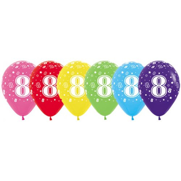 Balloon #8 Assorted Colours 11" Pack of 10 (Uninflated)