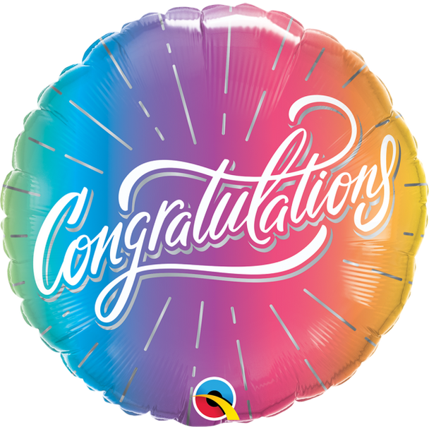 Balloon Foil 18" Congratulations Vibrant Ombre (Uninflated)