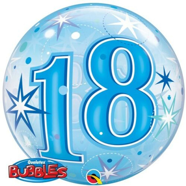 Balloon Bubble Blue 18 w/ Stars (Uninflated)