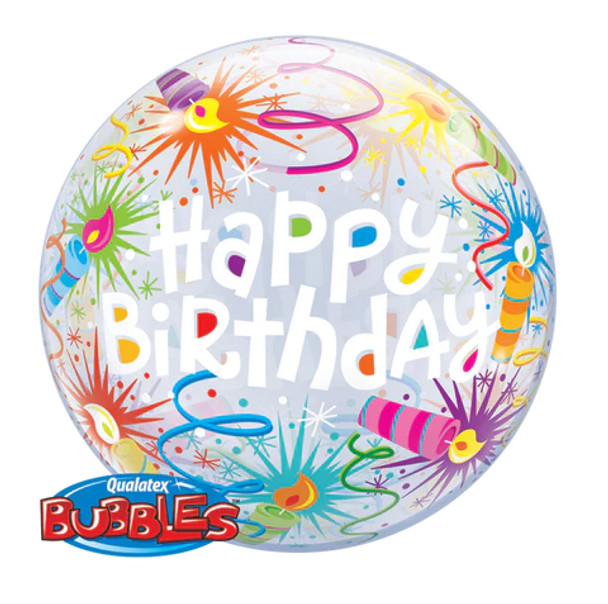 Balloon Bubble Happy Birthday Lit Candles (Uninflated)