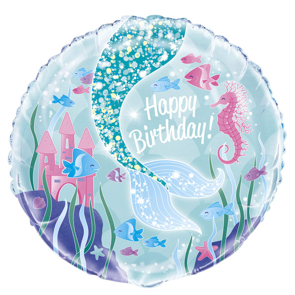 Balloon Foil 18" Mermaid Tail Happy Birthday (Uninflated)