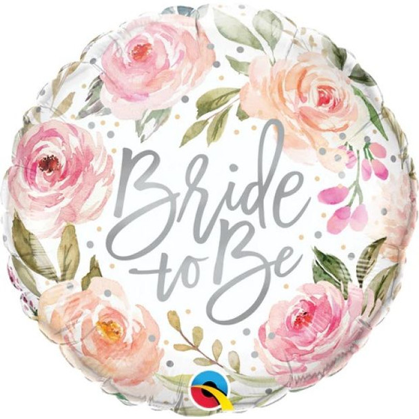 Balloon Foil 18" Bride To Be Watercolour Roses (Uninflated)