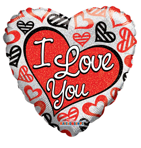 Balloon Foil 18" I Love You Holographic (Uninflated)