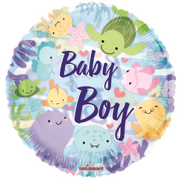 Balloon Foil 18" Baby Boy Sea Creatures (Uninflated)