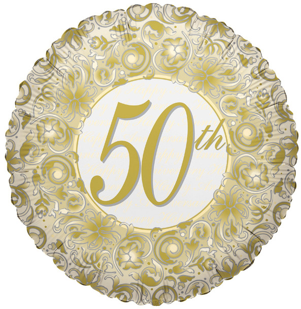 Balloon Foil 18" Happy 50th Anniversary (Uninflated)