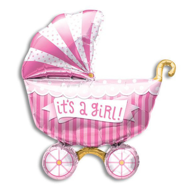 Balloon Foil Supershape Its a Girl Buggy (Uninflated)