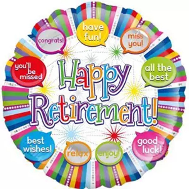 Balloon Foil 18" Happy Retirement Speech Bubbles (Uninflated)